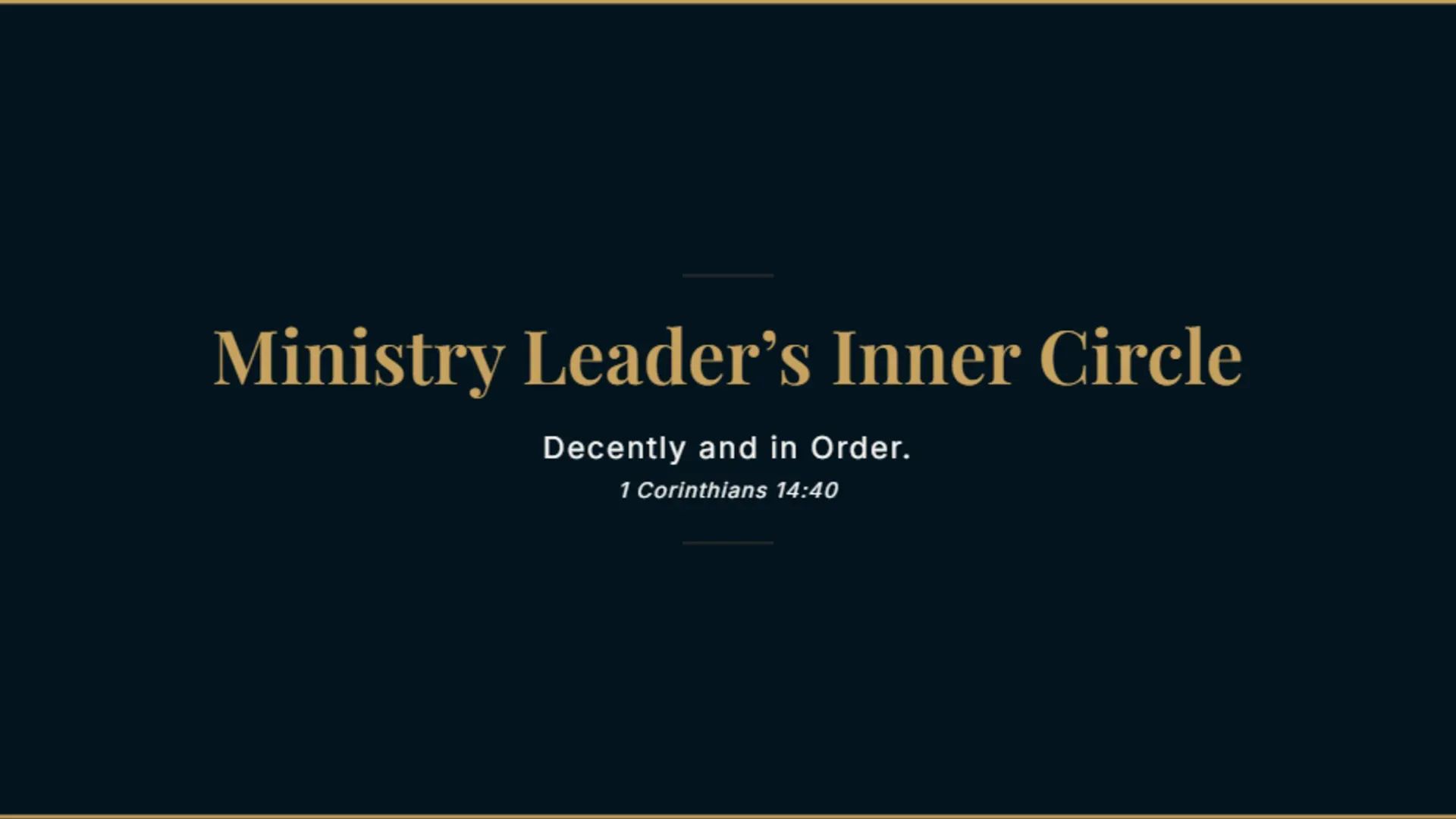 Ministry Leader's Inner Circle banner