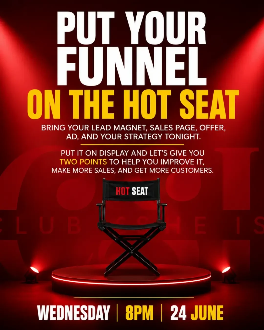 HOT SEAT Masterclass This Evening