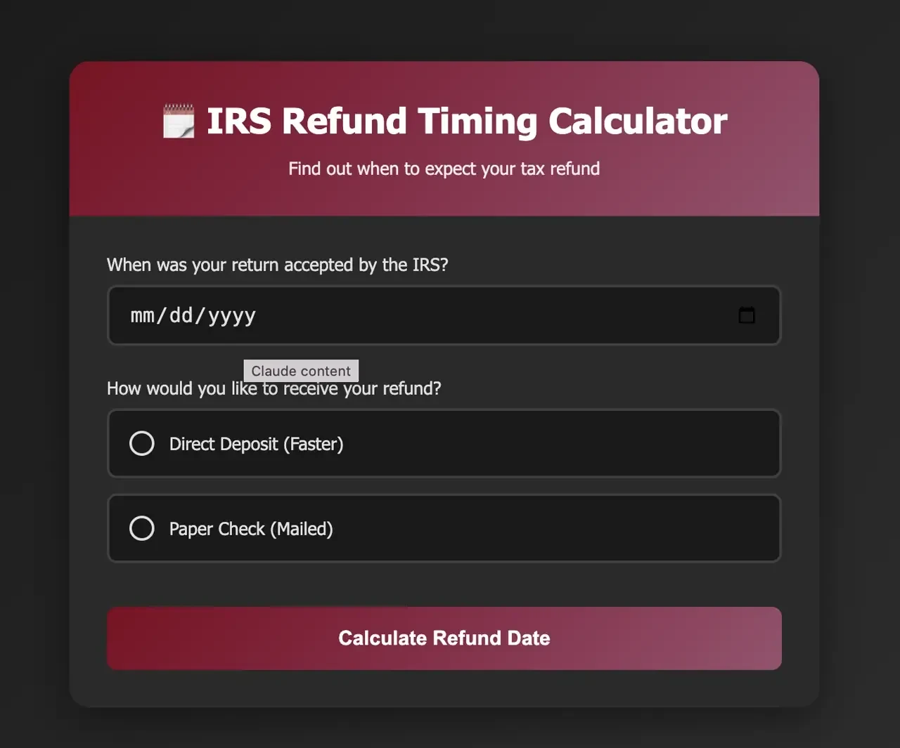 Tax Refund Chart Bot