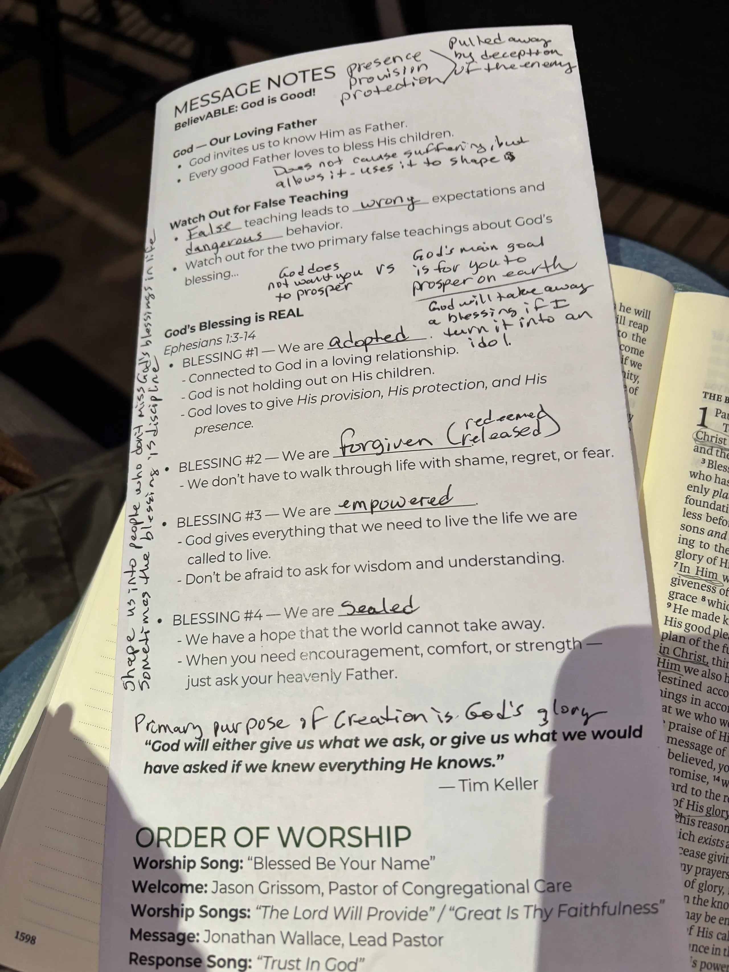 Ephesians 1 Sermon This Morning