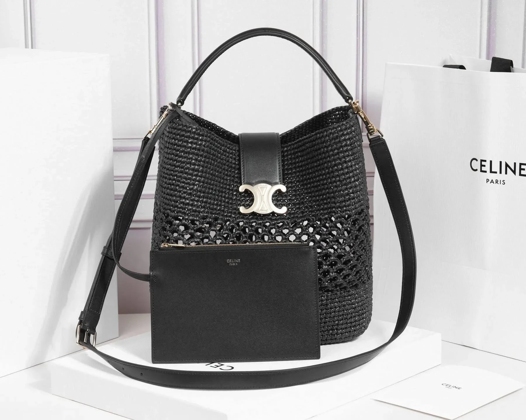 00181 Celine Louise Med Bucket Bag
