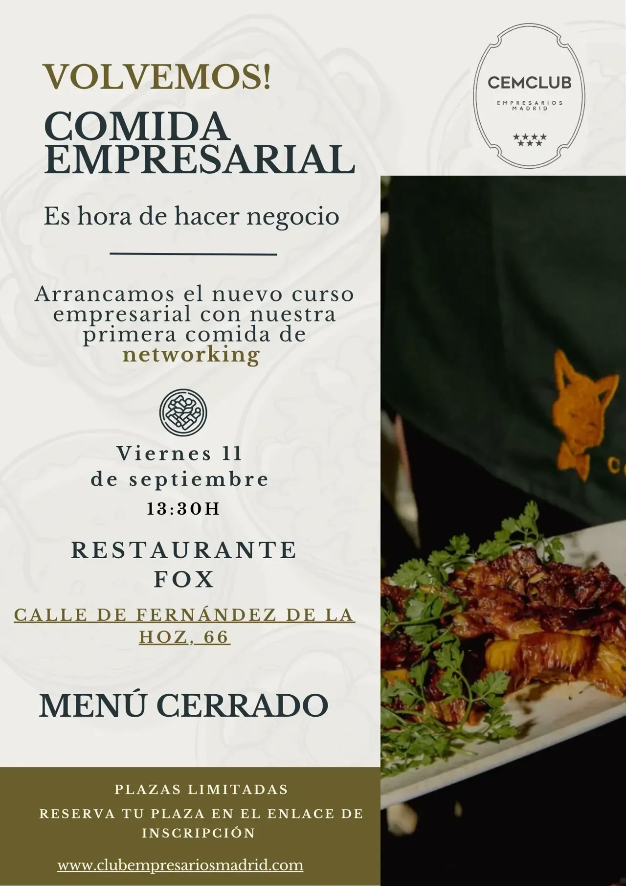 COMIDA EMPRESARIAL | CLUB DE EMPRESARIOS DE MADRID