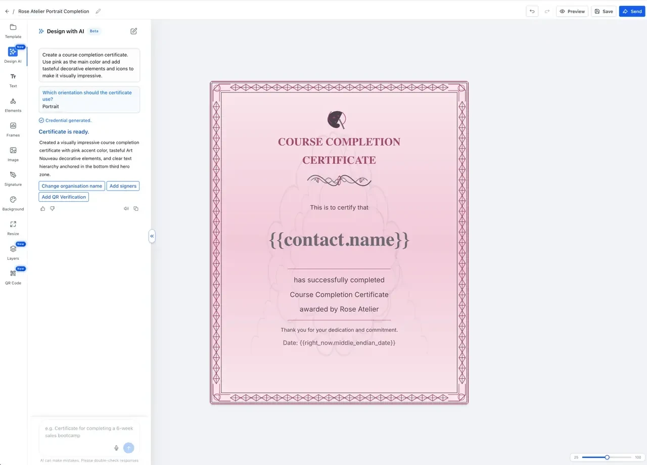 🎓 Certificate AI Beta ist live – Zertifikate jetzt per Prompt erstellen