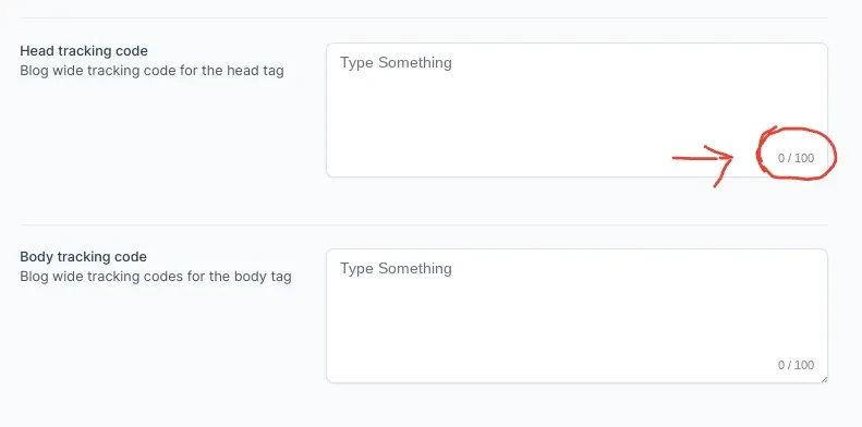 Blog tracking code character limit