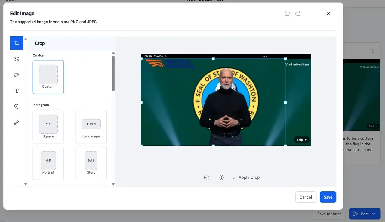 Image Editor in Social Planner