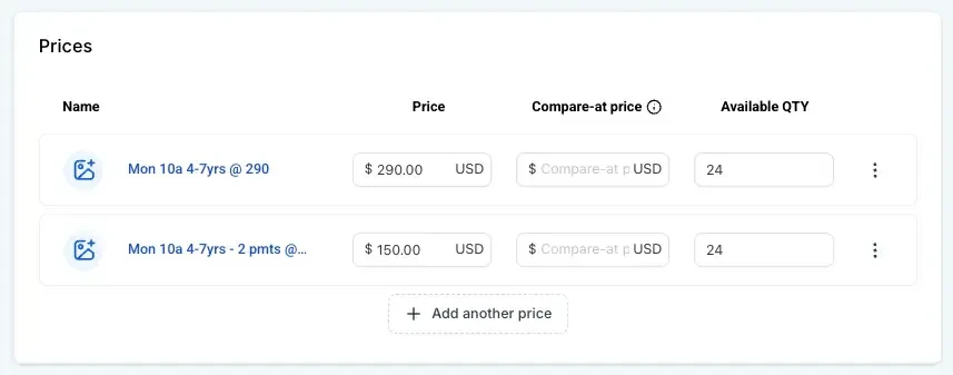 Product Inventory linked to prices not product