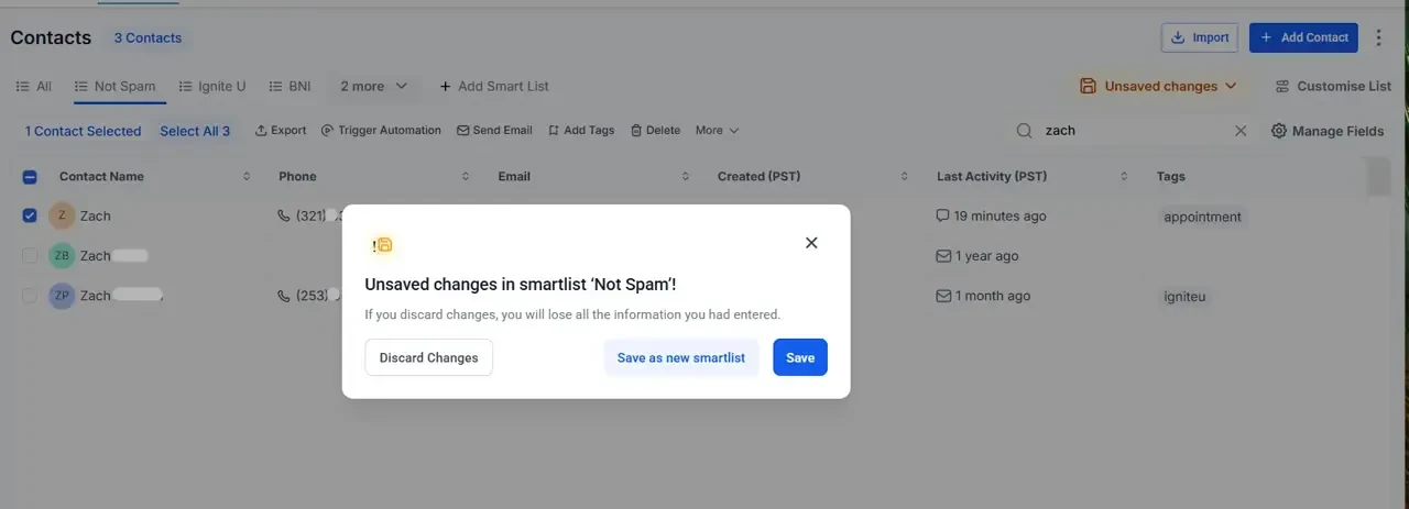 How to select the Contact?