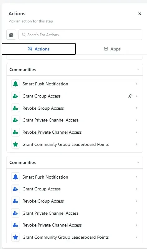 What is the difference between the green and blue versions of these actions?