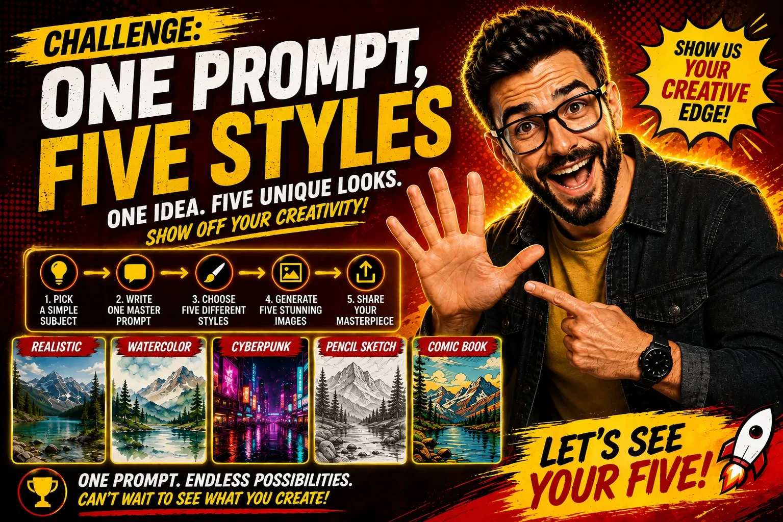 Challenge #3: One Prompt, Five Styles