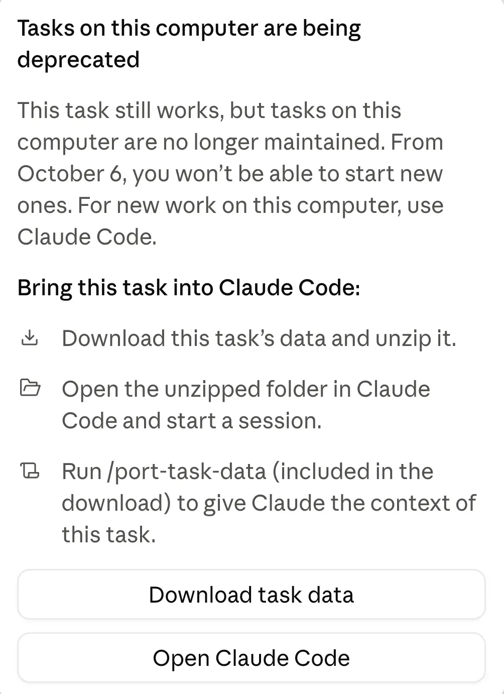 Claude is retiring its older “tasks on this computer” feature.
