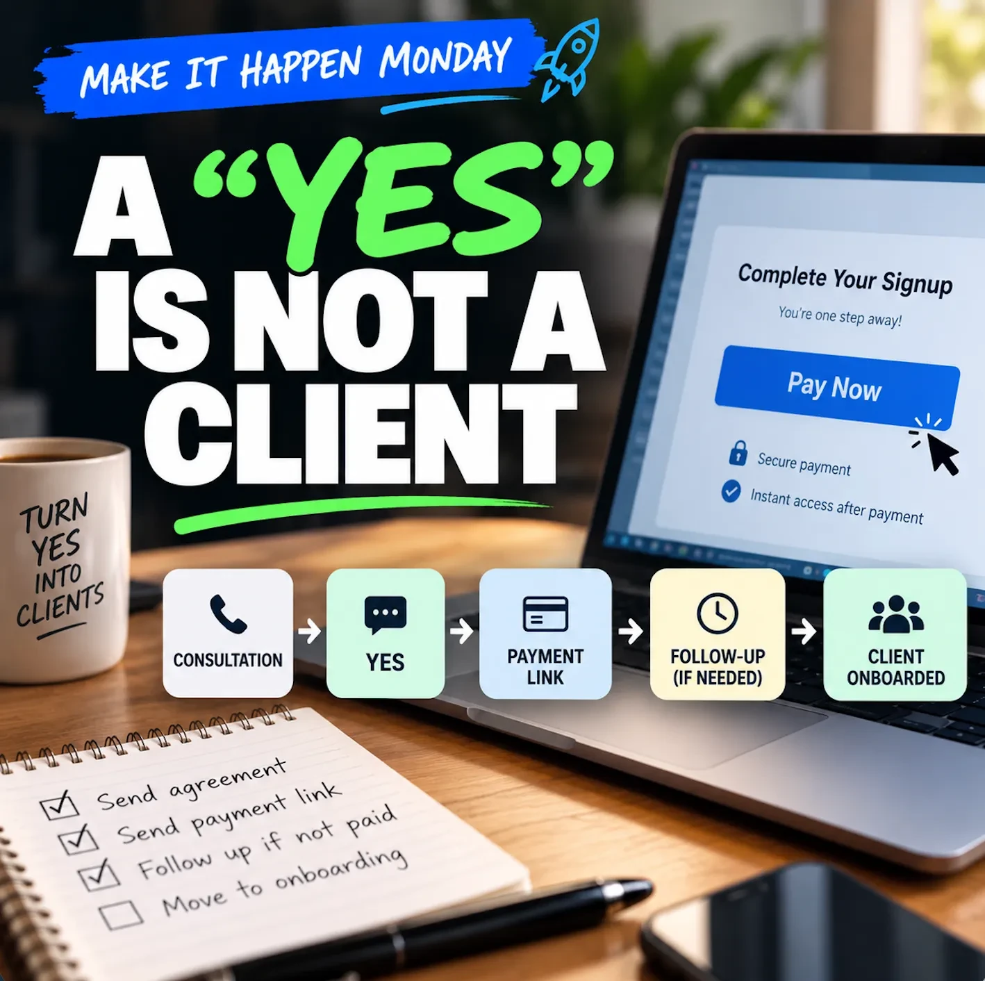 Make It Happen Monday: A “Yes” Is Not a Client