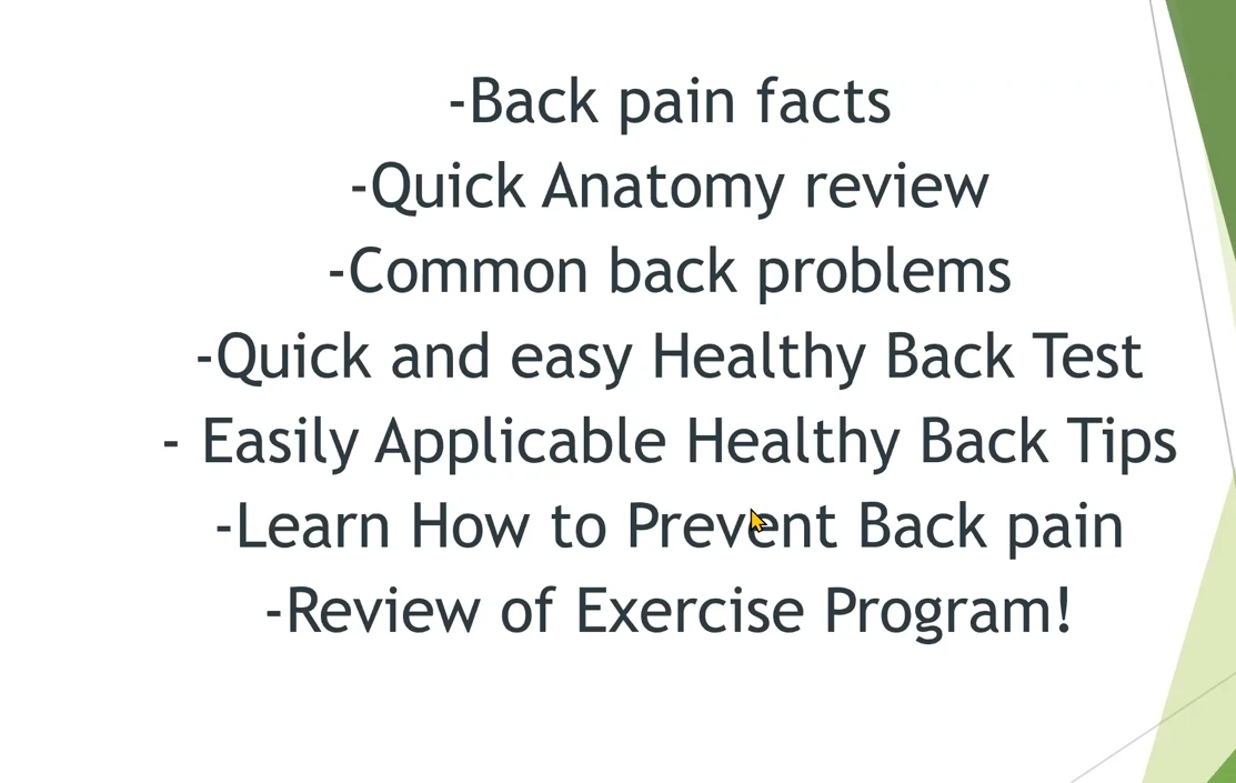 Master Class on Back Pain lesson poster