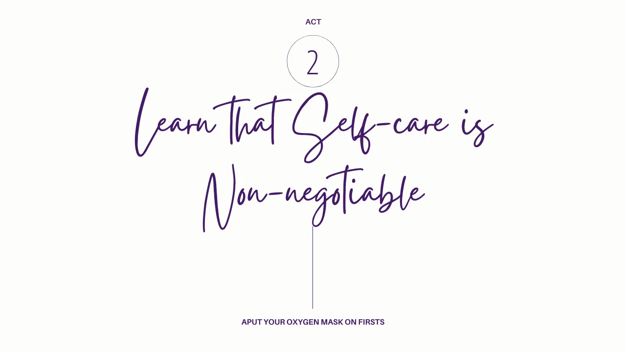 Act 2 - Learn that Self-care is Non-negotiable lesson poster