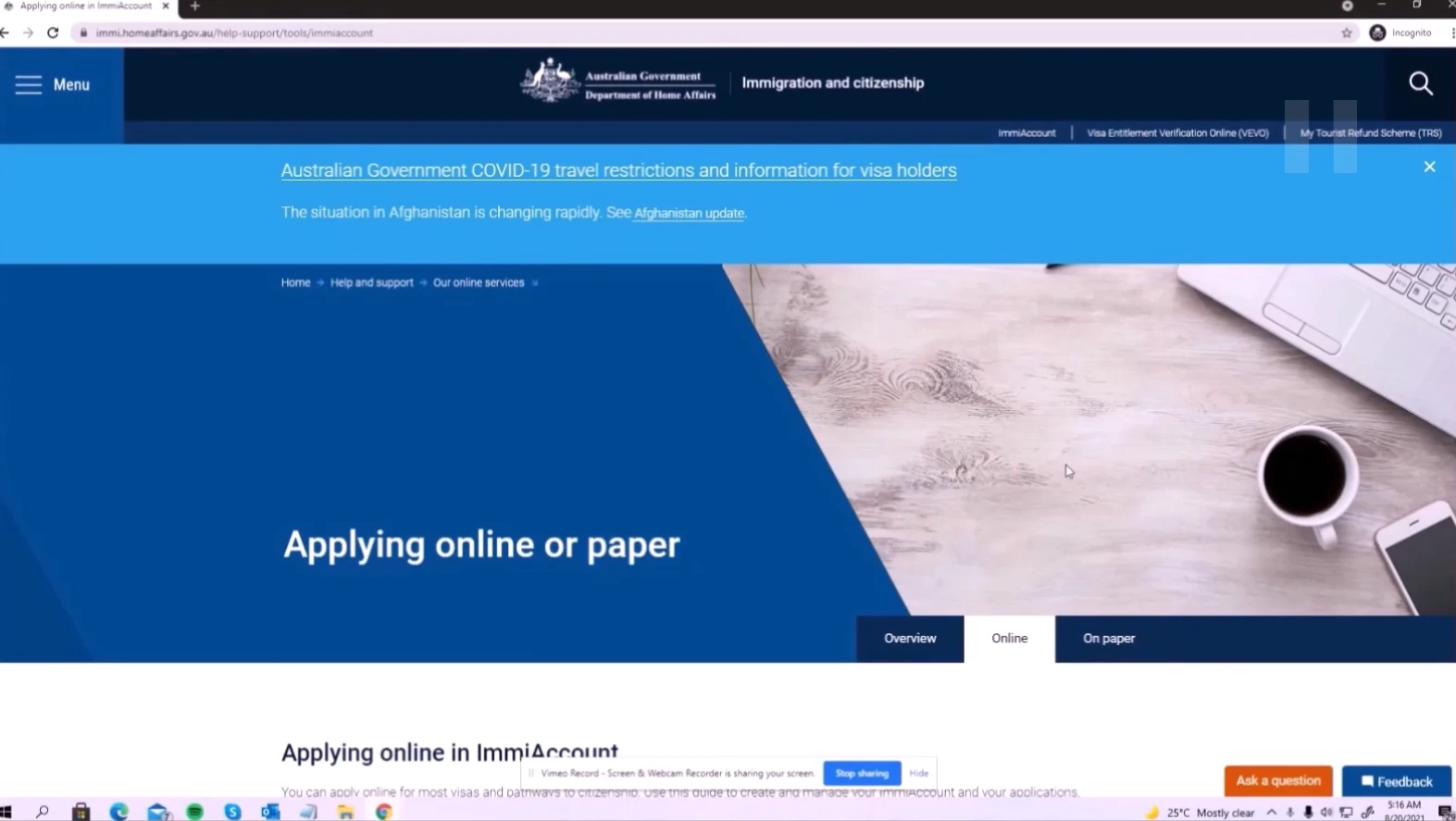 Lesson 5: Let’s Get Doing – Setting Up Your Immi Account lesson poster