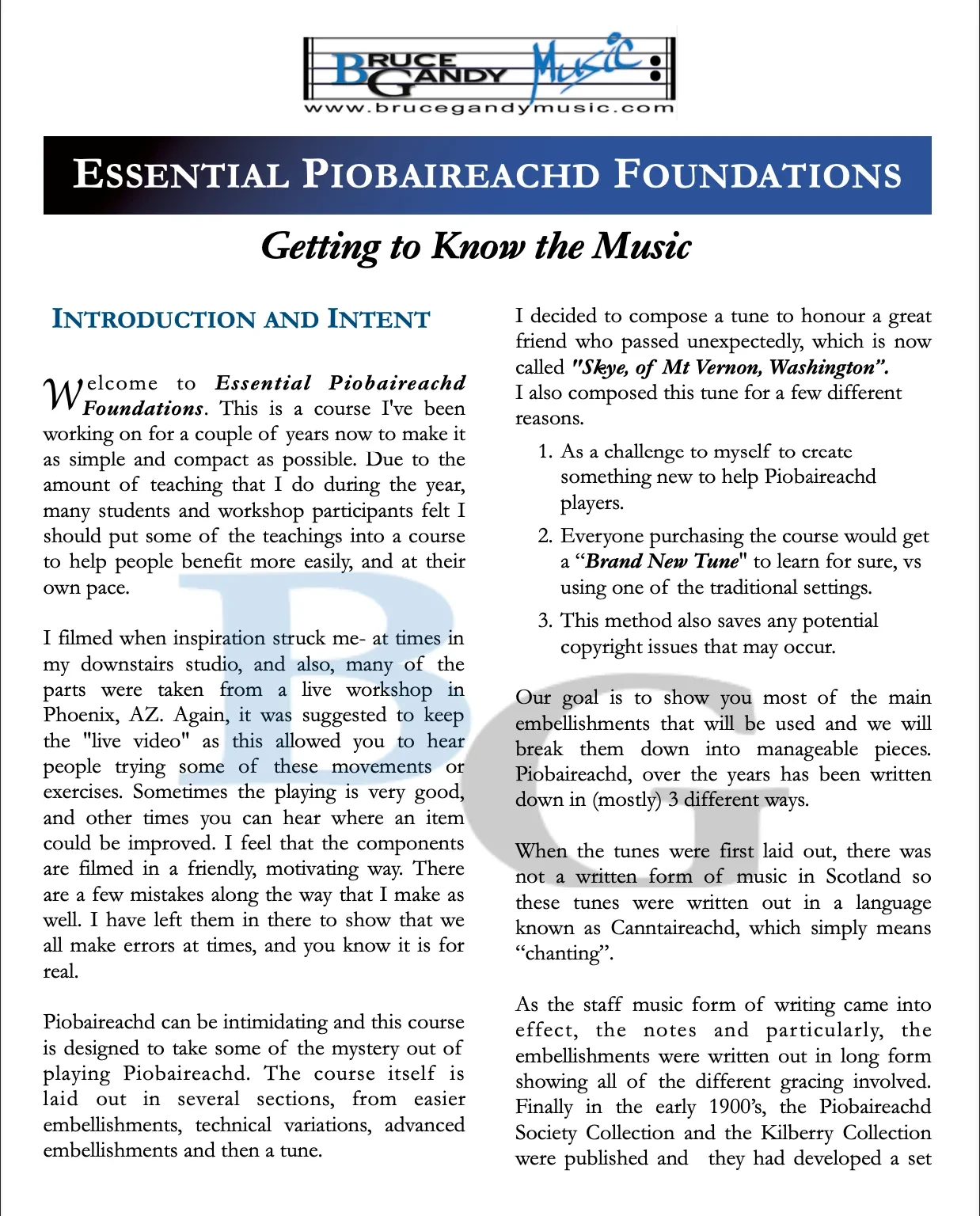 Essential Piobaireachd Foundations - PDF Booklet lesson poster