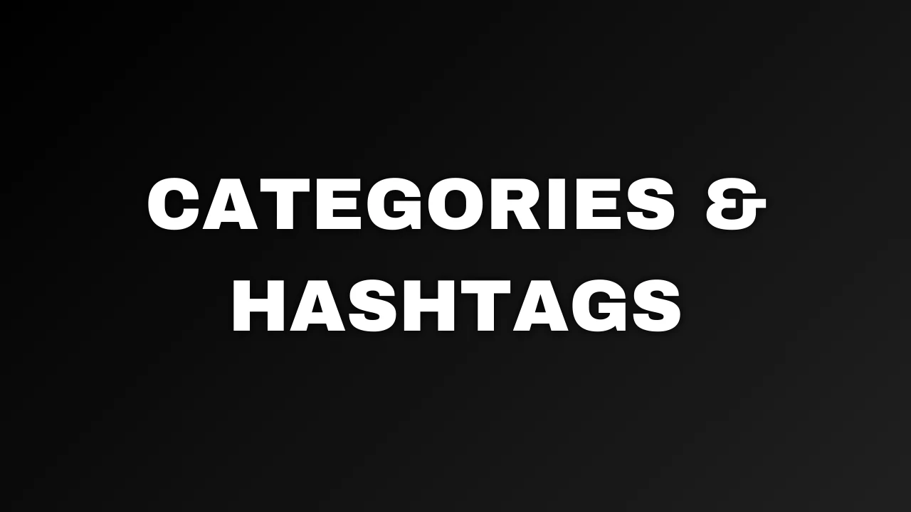 Categories & Hashtags lesson poster