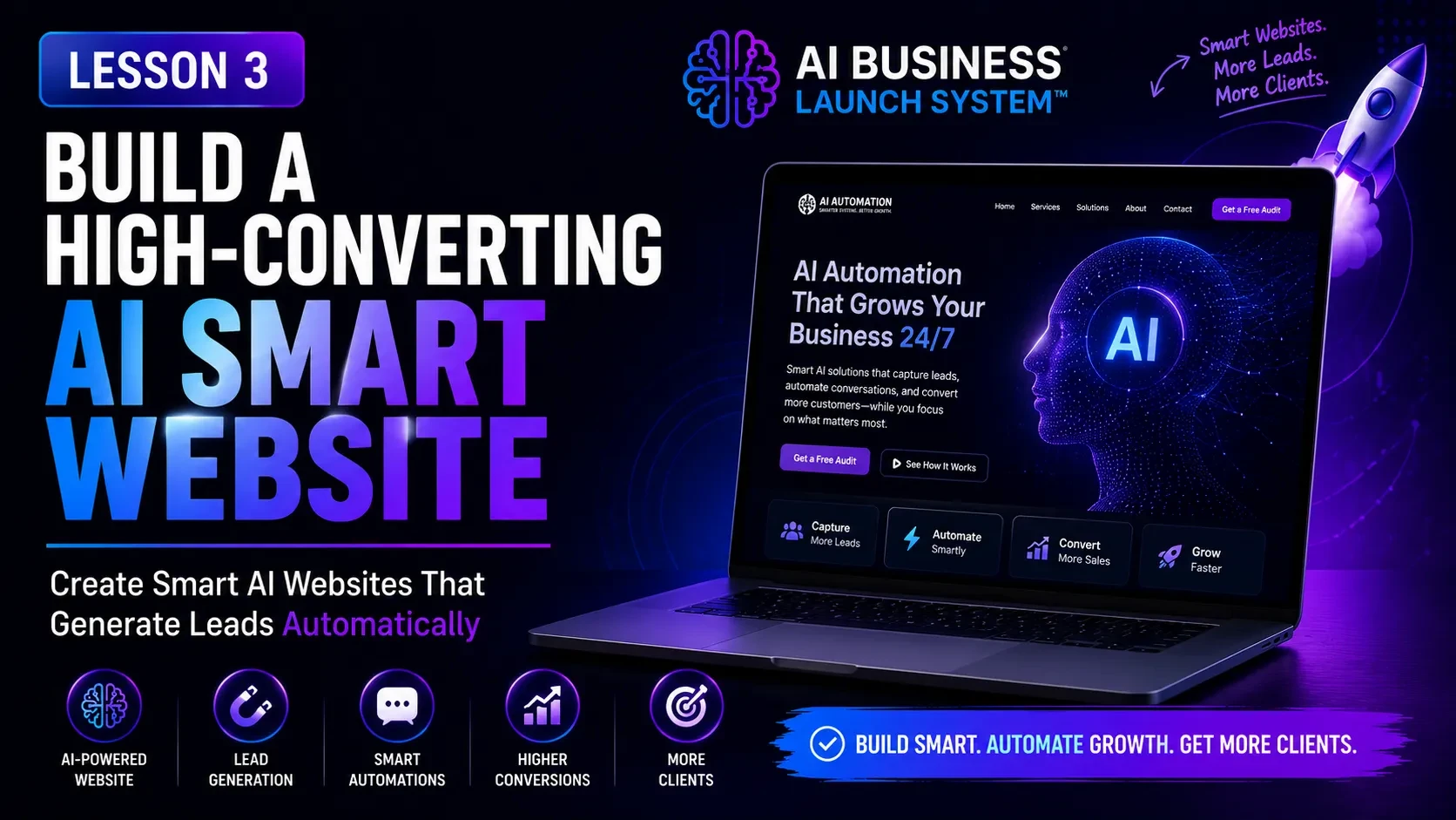 Lesson 3: Build a High-Converting AI Smart Website lesson poster