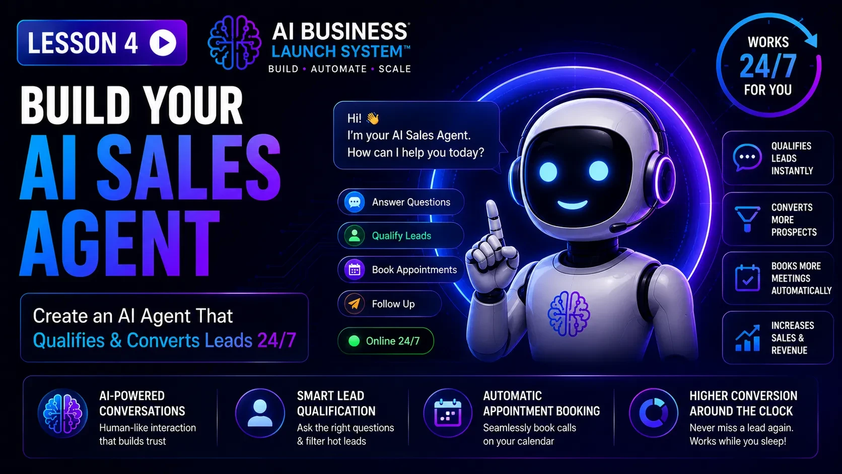 Lesson 4: Build Your AI Sales Agent lesson poster