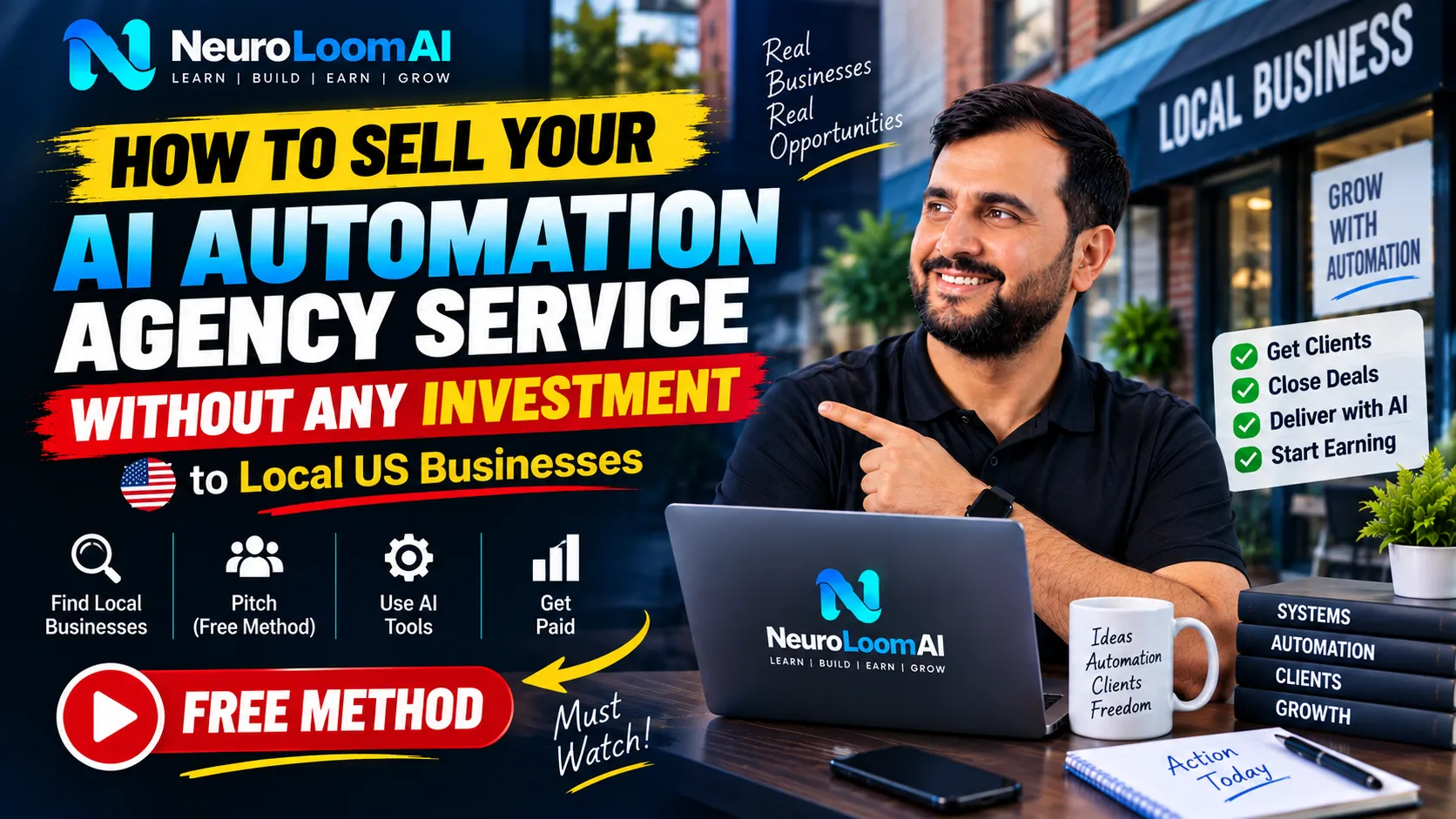 How to sell without any investment - How to find local businesses lesson poster
