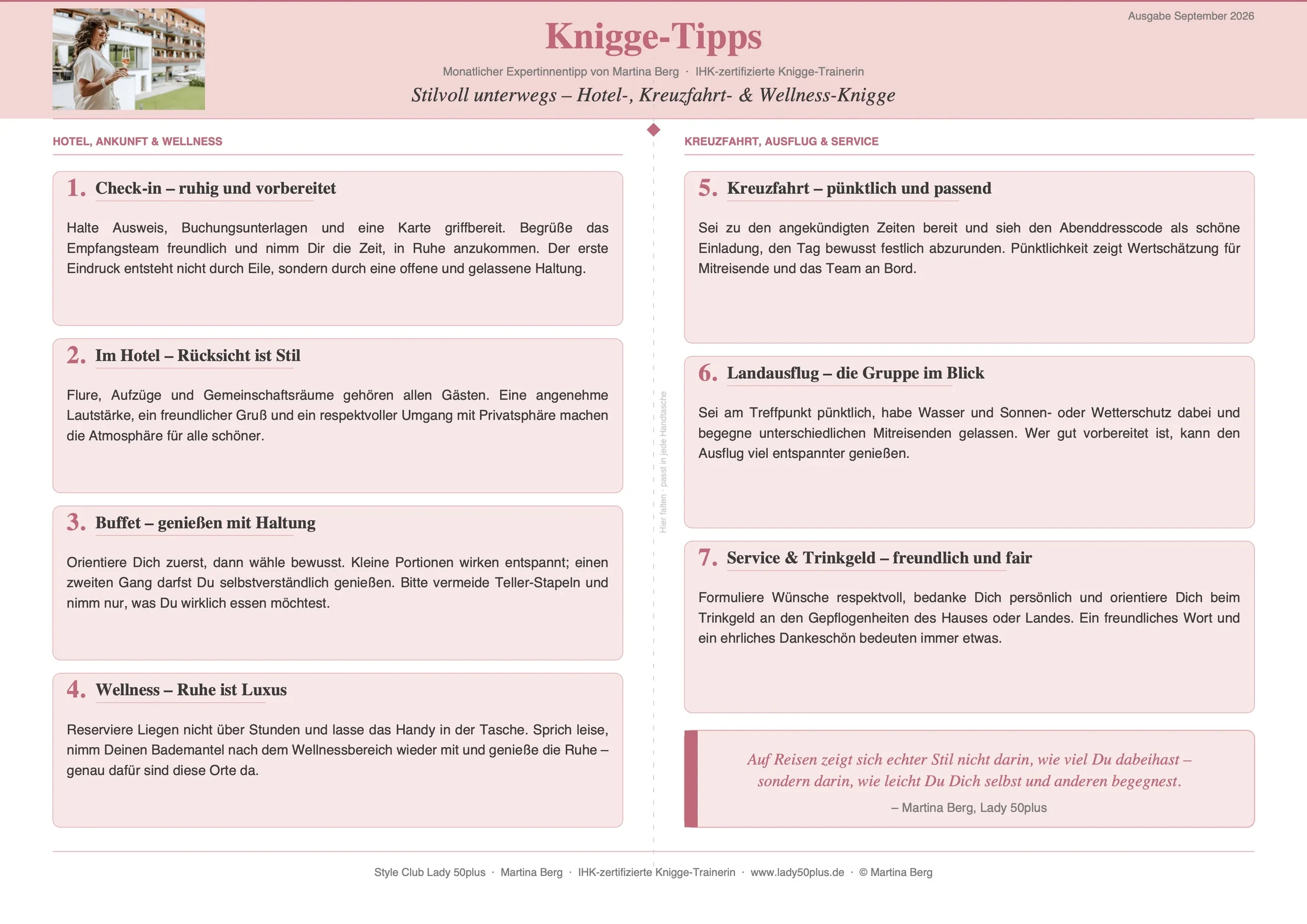 Stilvoll unterwegs – Hotel-, Kreuzfahrt- & Wellness-Knigge lesson poster