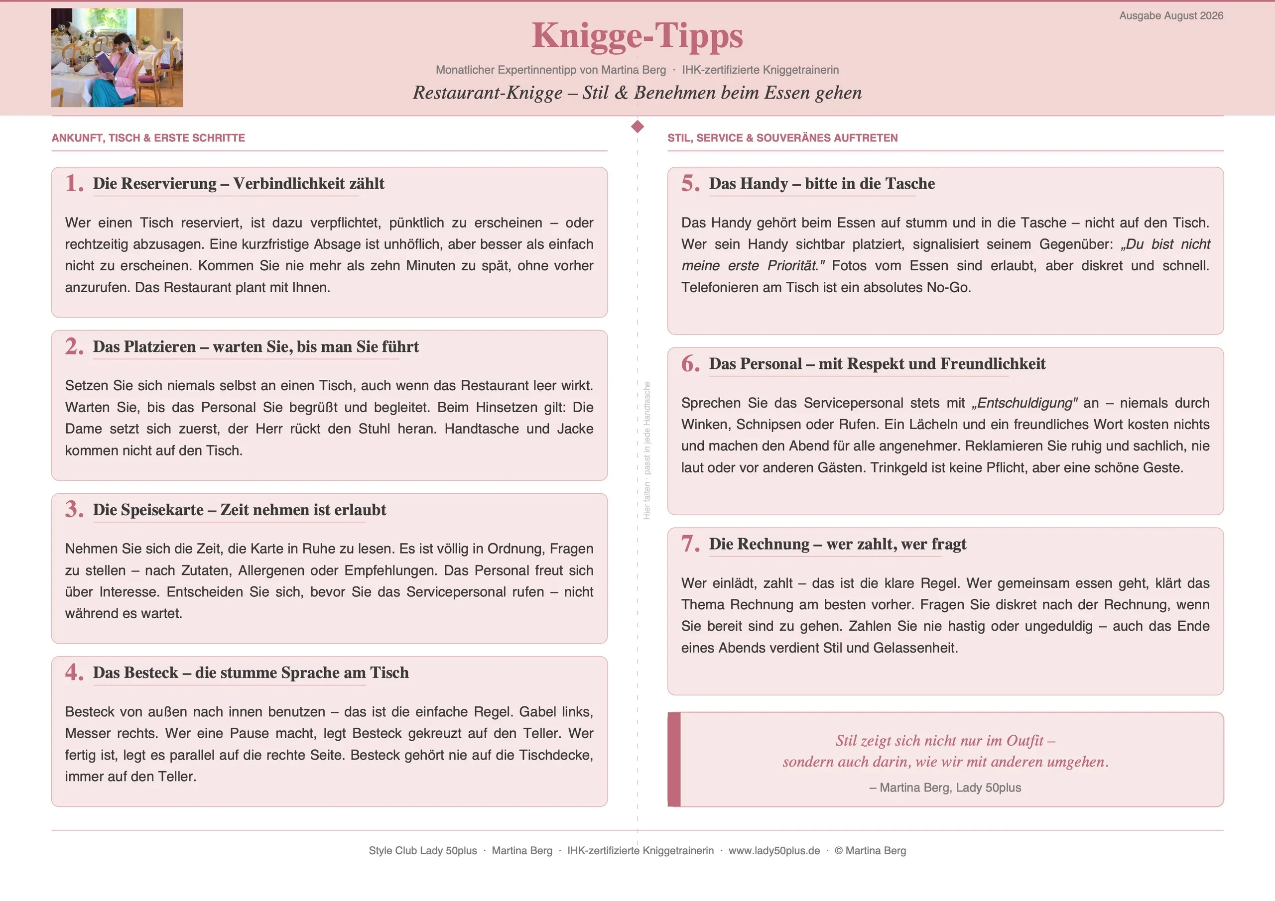 Stilsicher im Restaurant lesson poster
