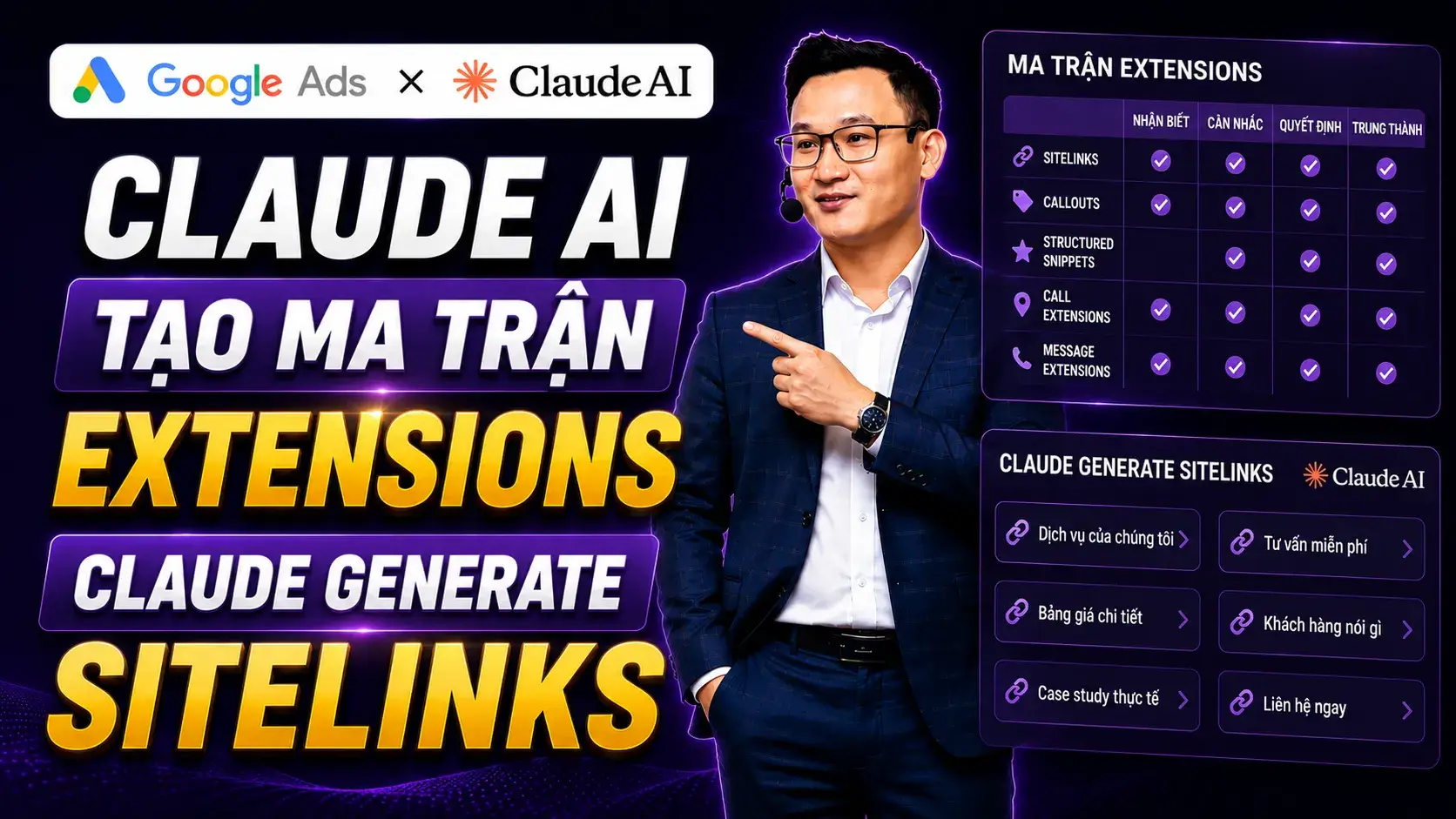 Bài 4.4 - Claude AI tạo Ma trận Extensions — Claude generate sitelinks