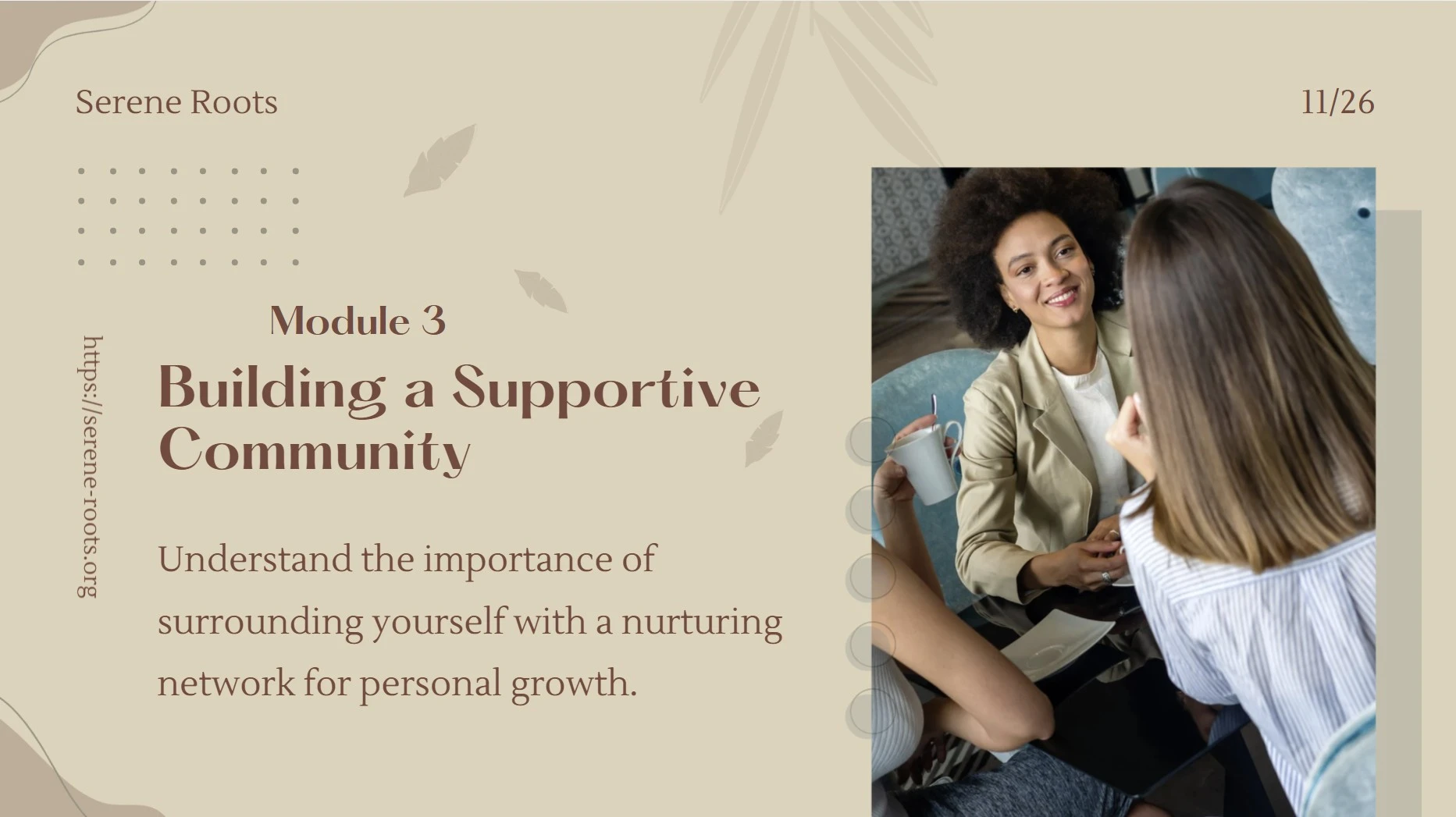 Module 3: Building a Supportive Community lesson poster