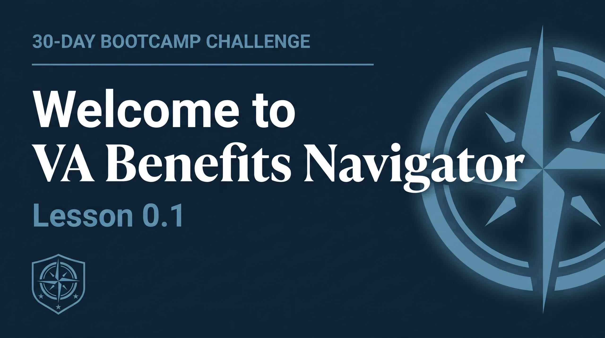 Lesson 0.1: Welcome to VA Benefits Navigator lesson poster