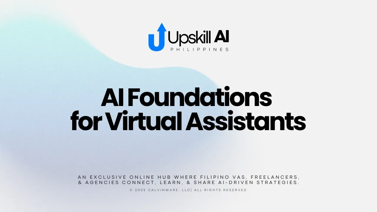 Welcome to the AI Foundations for Virtual Assistants  lesson poster