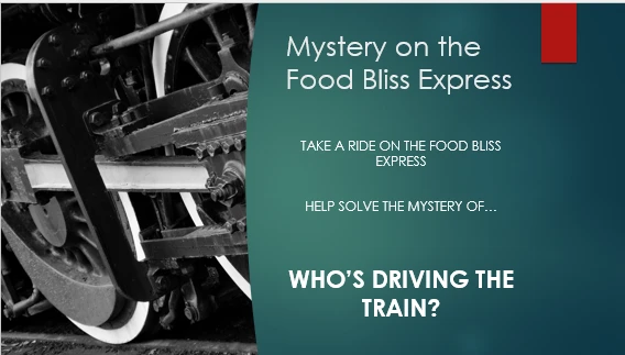 Mystery on the Food Bliss Express lesson poster