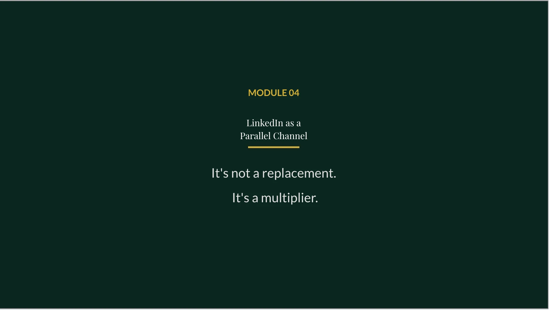 Module 4 — LinkedIn as a Parallel Channel lesson poster