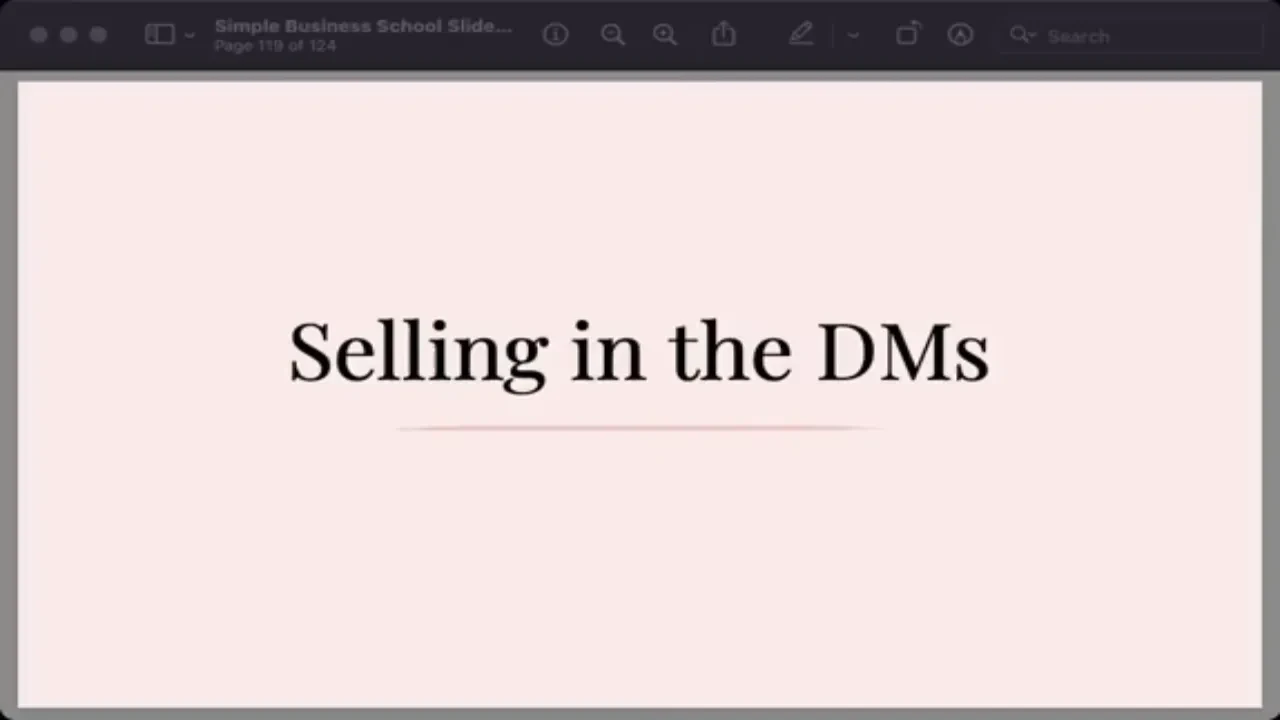 Selling in the DMs lesson poster