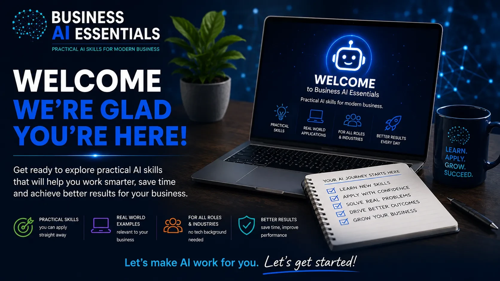 Welcome to Business AI Essentials lesson poster