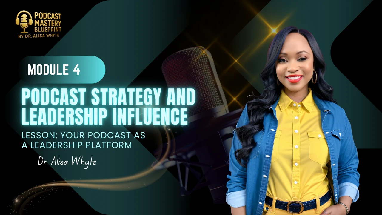 Module 4: Podcast Strategy and Leadership Influence -Your Podcast as a Leadership Platform lesson poster