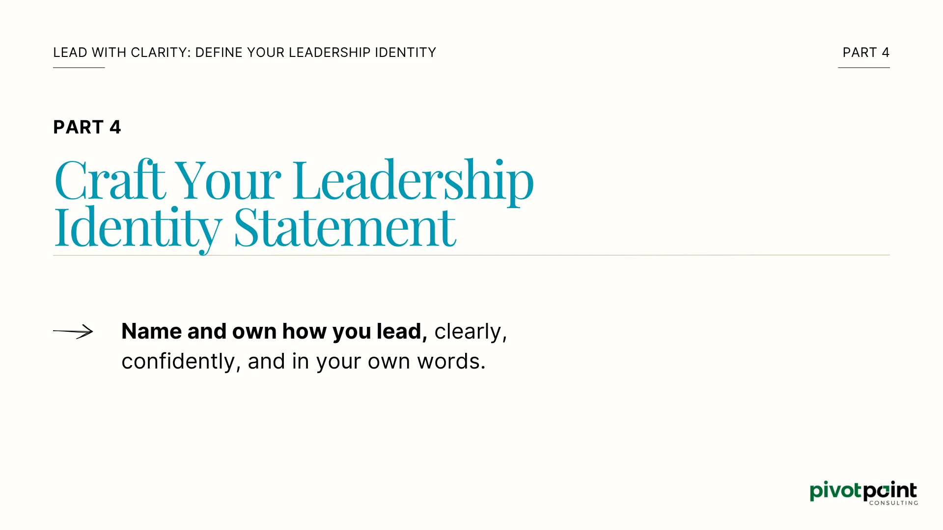 Part 4: Craft Your Leadership Identity Statement lesson poster