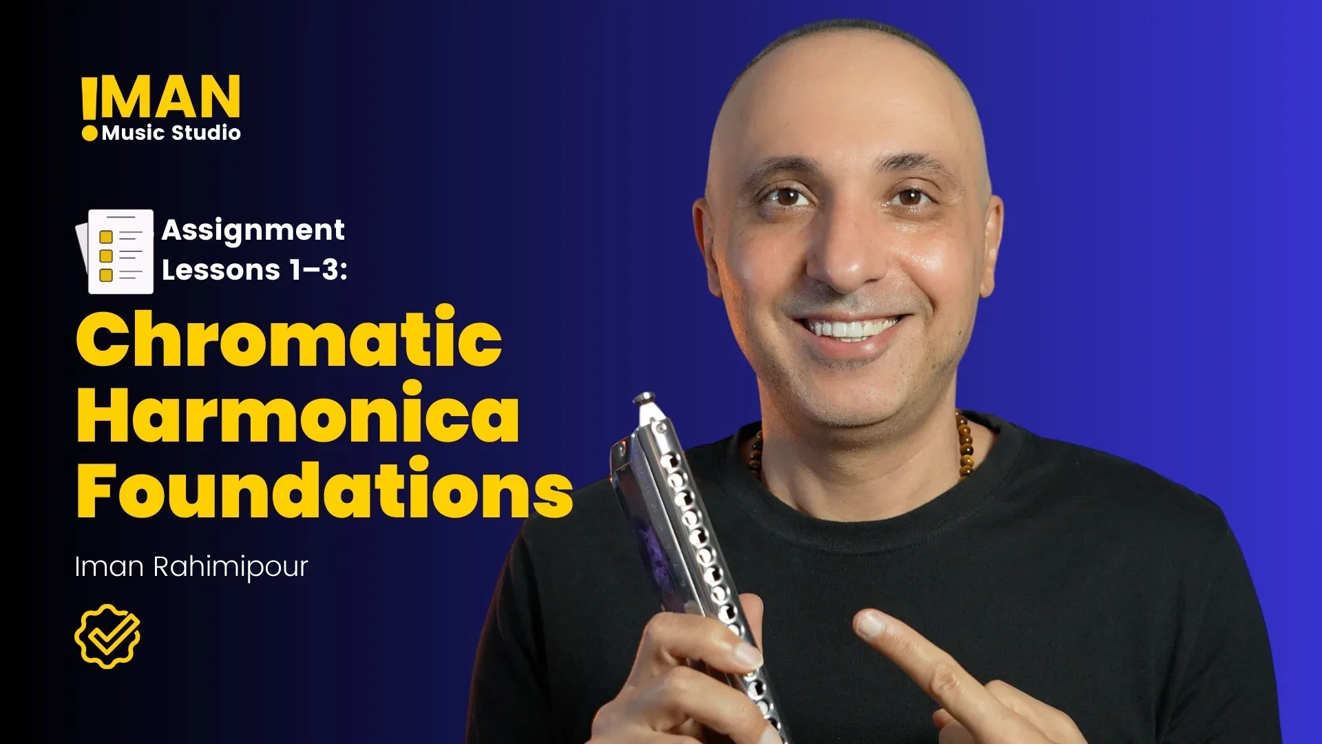 Assignment — Lessons 1–3: Chromatic Harmonica Foundations lesson poster