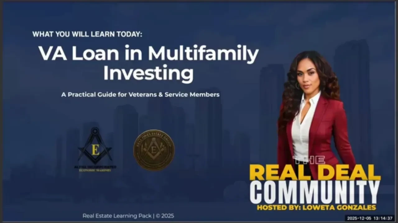 VA Loan in Multifamily Investing lesson poster