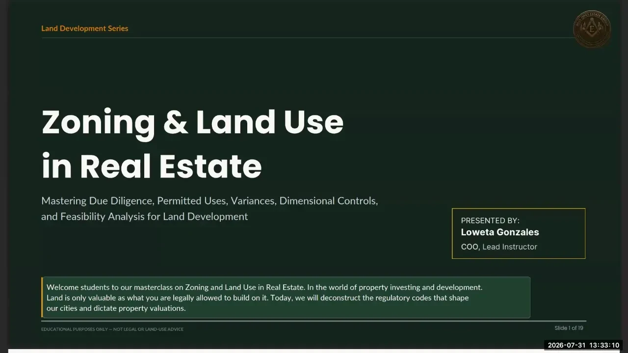 Zoning & Land Use in Real Estate lesson poster