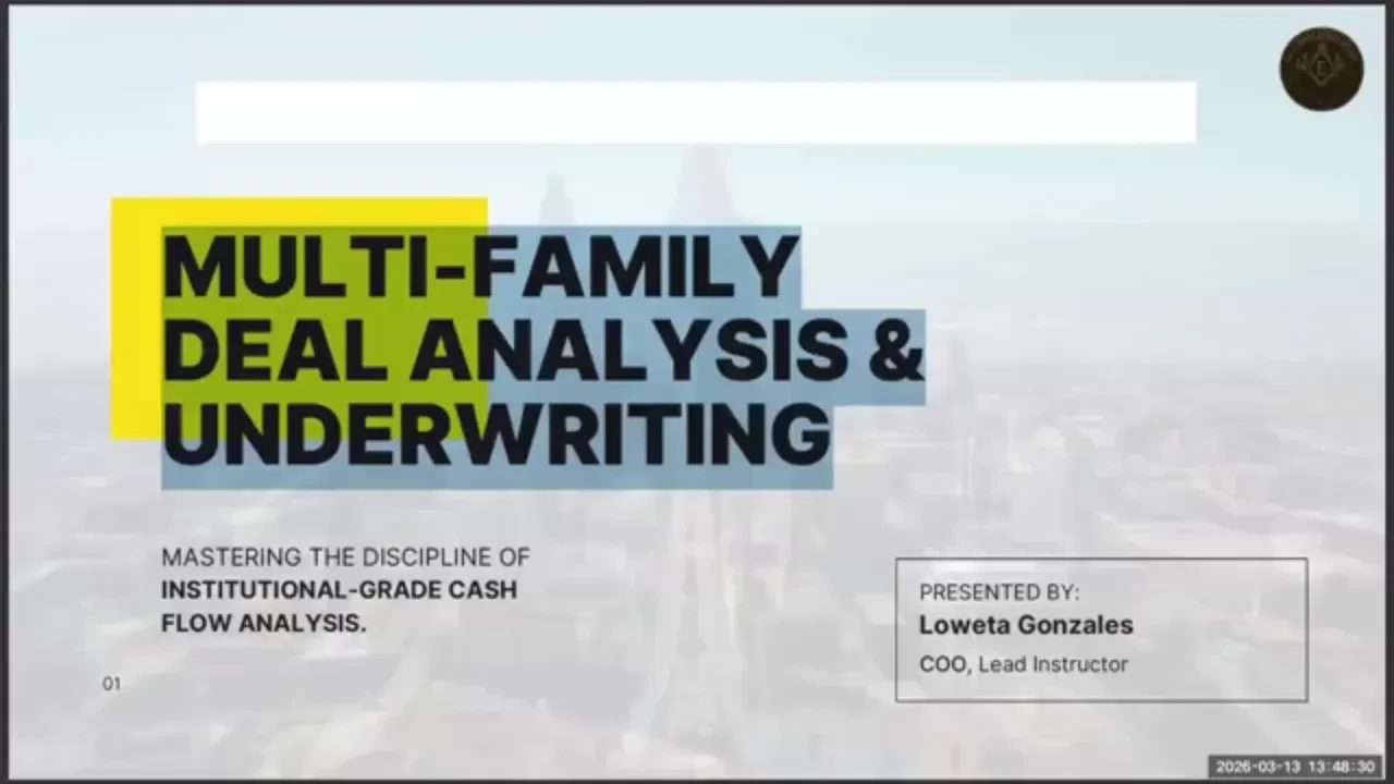 Multi-Family Deal Analysis & Underwriting lesson poster