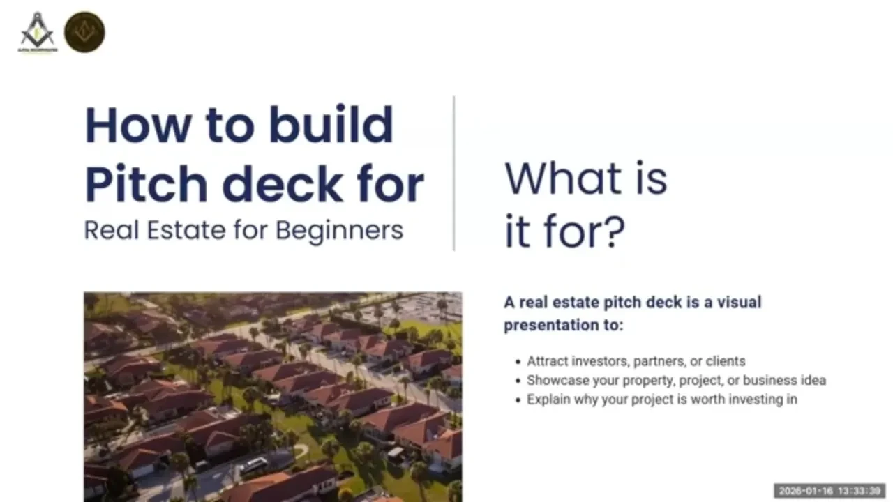 How to Build Pitch Deck in Real Estate lesson poster