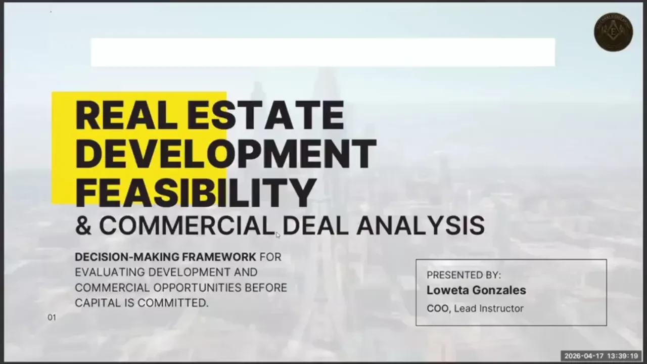 Real Estate Development Feasibility & Commercial Deal Analysis lesson poster