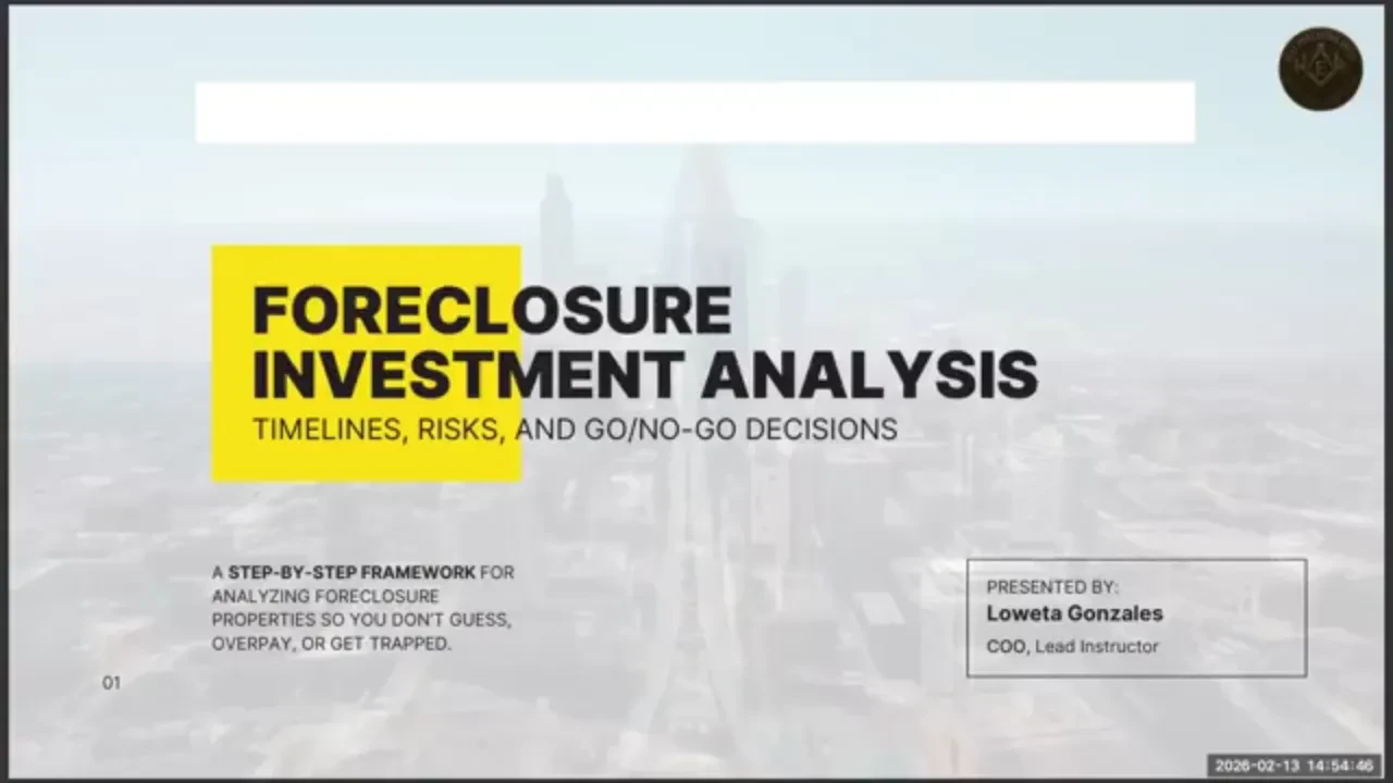 Foreclosure Investment Analysis lesson poster