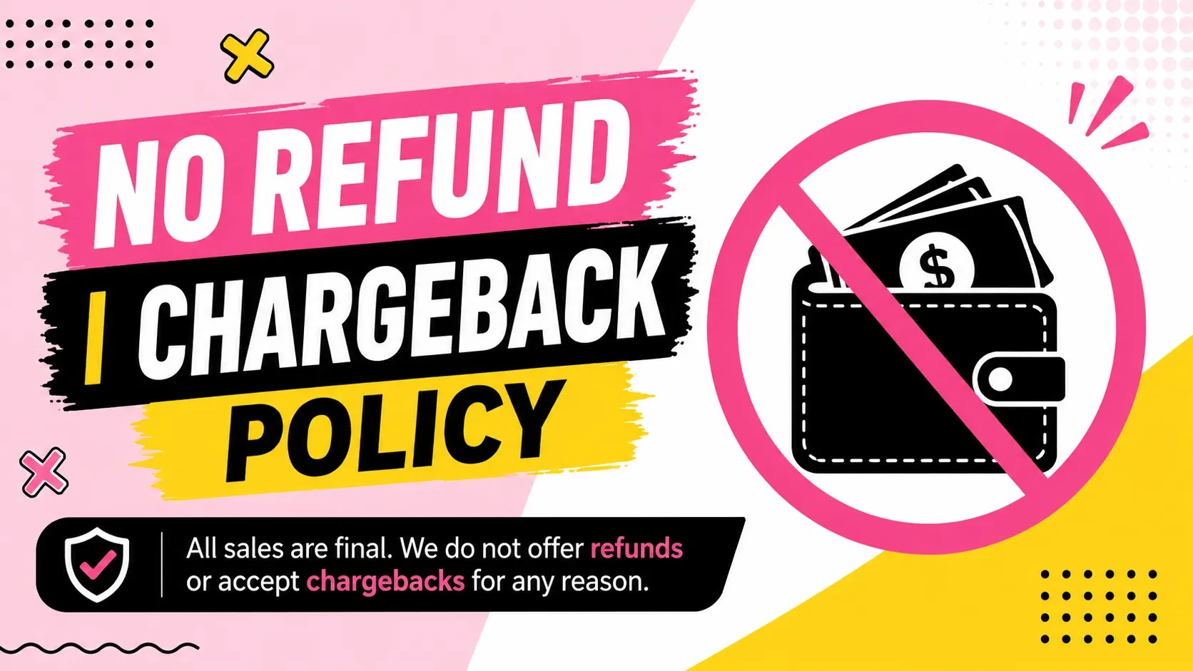 No Refund | Chargeback Policy lesson poster