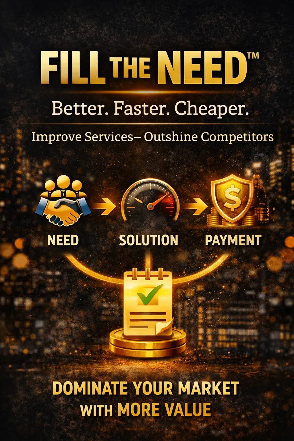 Module 3 — Fill the Need Blueprint™ Better. Faster. Cheaper. lesson poster