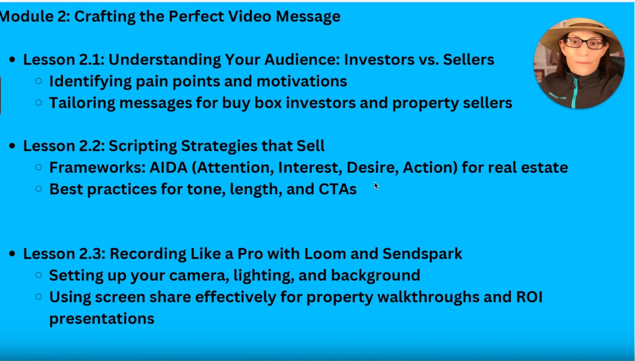 Module 2: Crafting the Perfect Video Message lesson poster