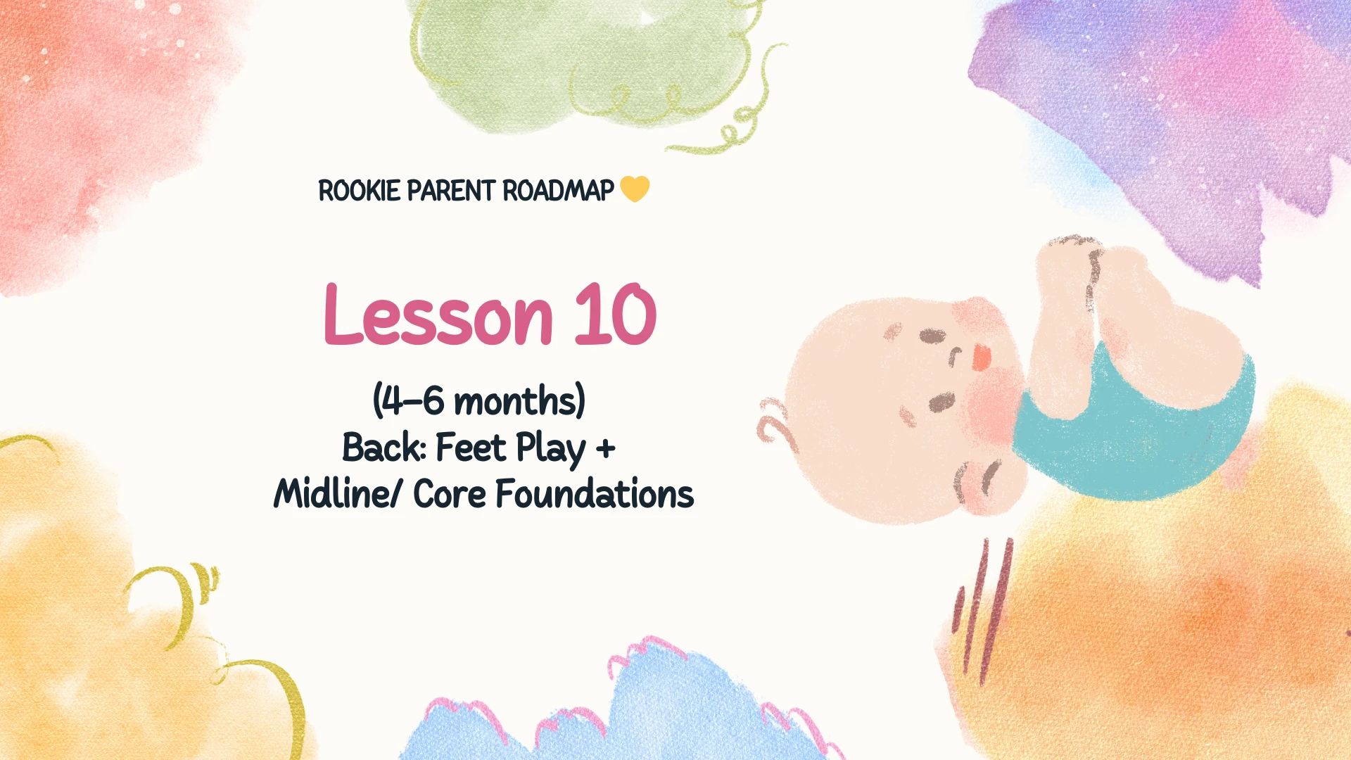Lesson 10 (4–6 months) – Back: Feet Play + Midline/ Core Foundations lesson poster