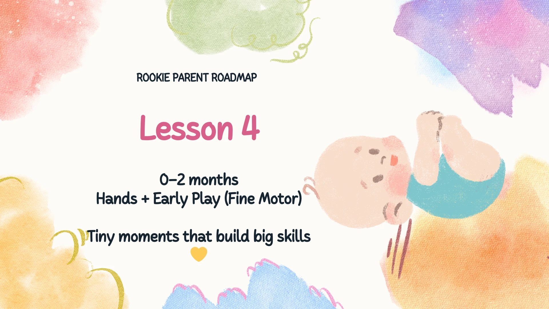 Lesson 4 (0–2 months) – Hands + Play Ideas (Across Positions) lesson poster