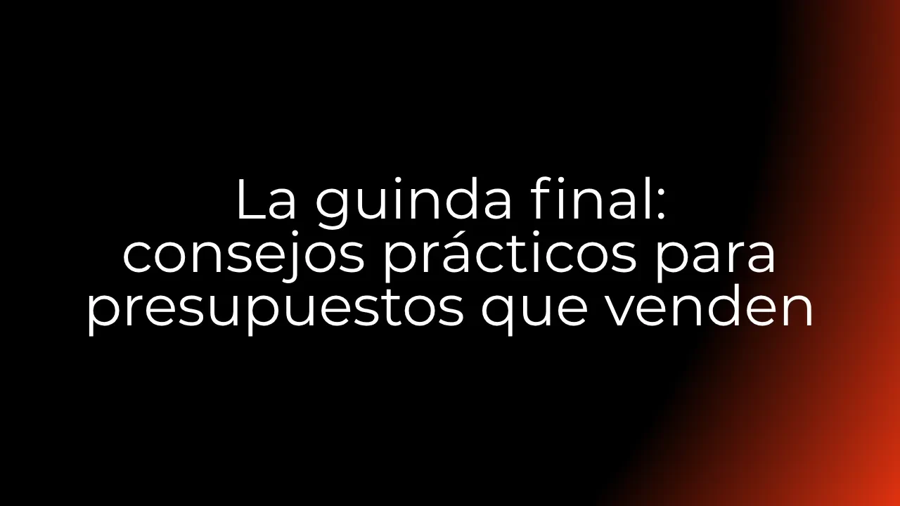 La guinda final: consejos prácticos para presupuestos que venden lesson poster