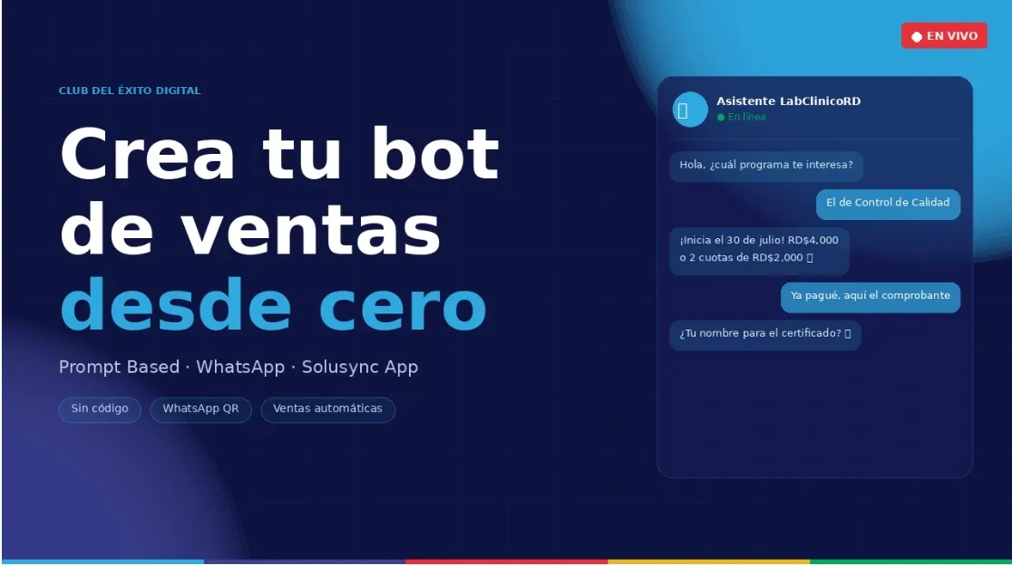 Crea un bot de ventas en Solusync App desde cero (sin código) [Julio 2026] lesson poster