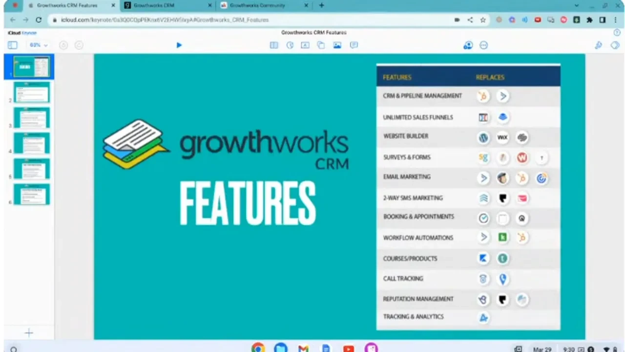 Growthworks CRM Features lesson poster